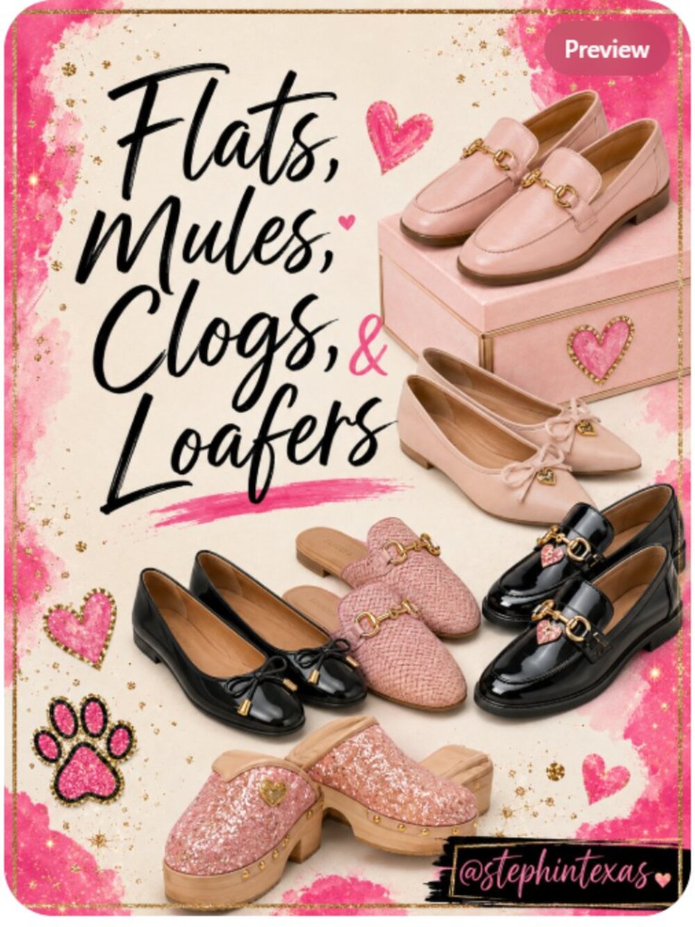 WOMEN'S BALLET FLATS CLOGS MULES LOAFERS SLIP-ONS